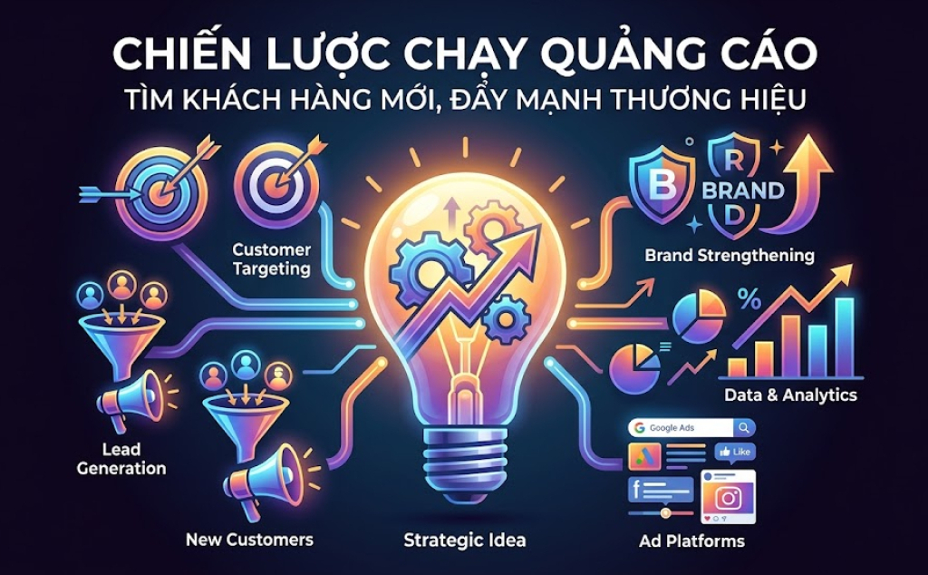 Chiến lược chạy quảng cáo tìm khách hàng mới, đẩy mạnh thương hiệu